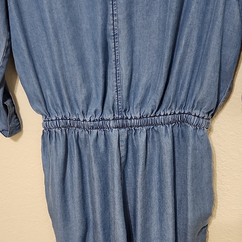 Haute Monde Blue Cuffed Sleeve Tunic Jumpsuit - Picture 9 of 10